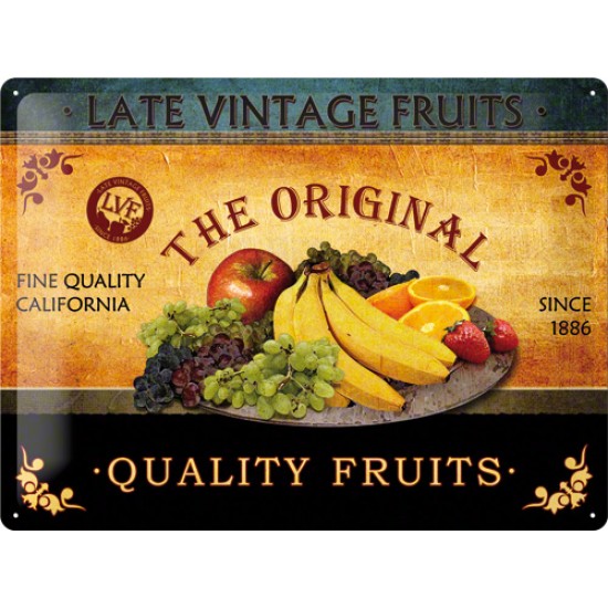 Placa metalica - Quality Fruits - 30x40 cm