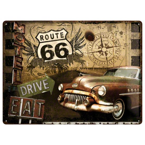 Placa metalica - Route 66 Road Trip - 30x40 cm