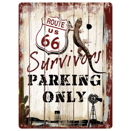 Placa metalica - Route 66 Survivors Parking Only - 30x40 cm