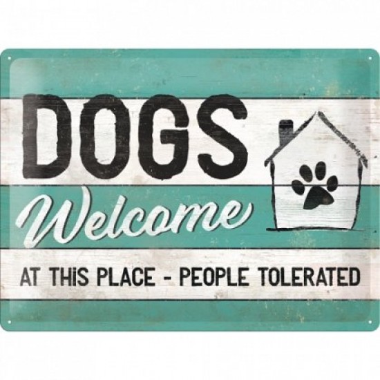 Placa metalica - Dogs Welcome - 30x40 cm