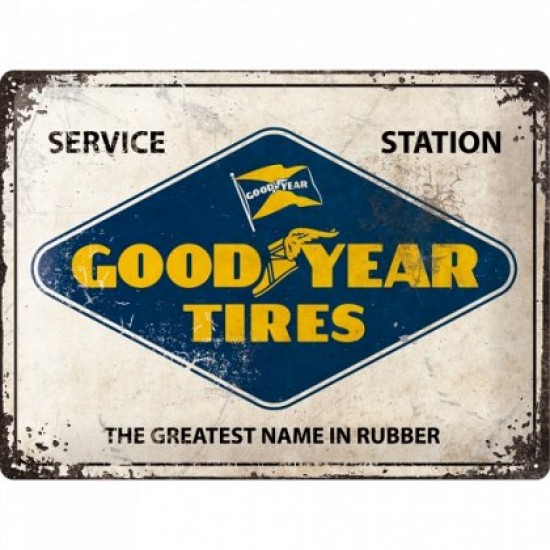 Placa metalica - Goodyear - Logo White - 30x40 cm