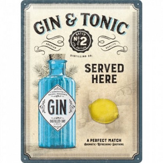 Placa metalica - Gin & Tonic  30x40 cm