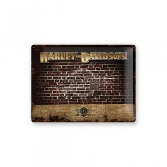 Placa metalica - Harley-Davidson Brick Wall- 30x40 cm