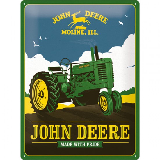 Placa metalica John Deere - Made With Pride 30x40 cm