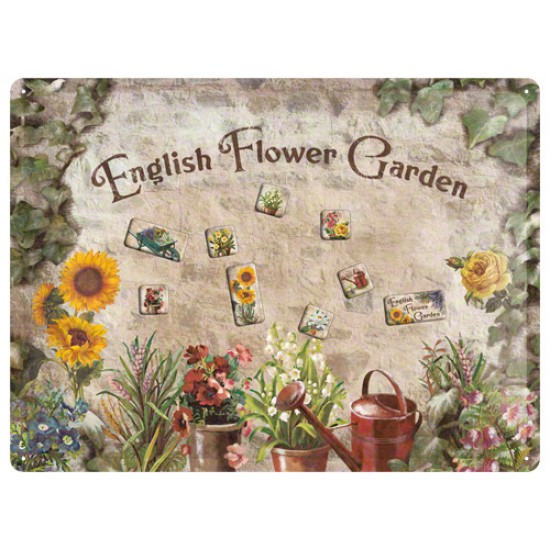 Placa metalica - English Flower Garden- Remember - 30x40 cm