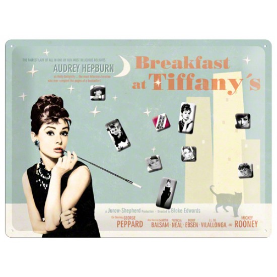 Placa metalica - Breakfast at Tiffany`s- Remember- 30x40 cm