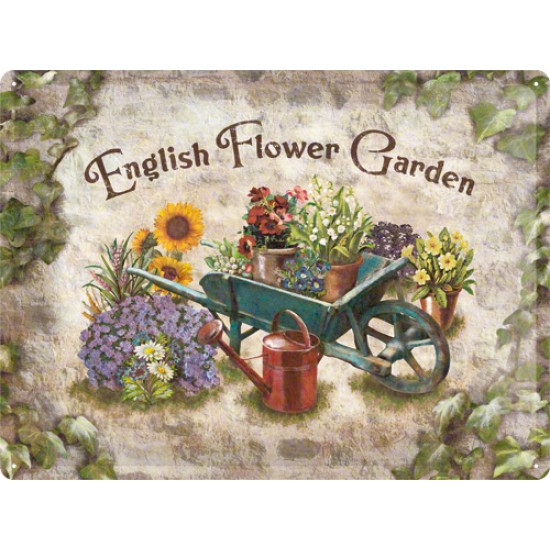 Placa metalica - English Flower Garden - 30x40 cm