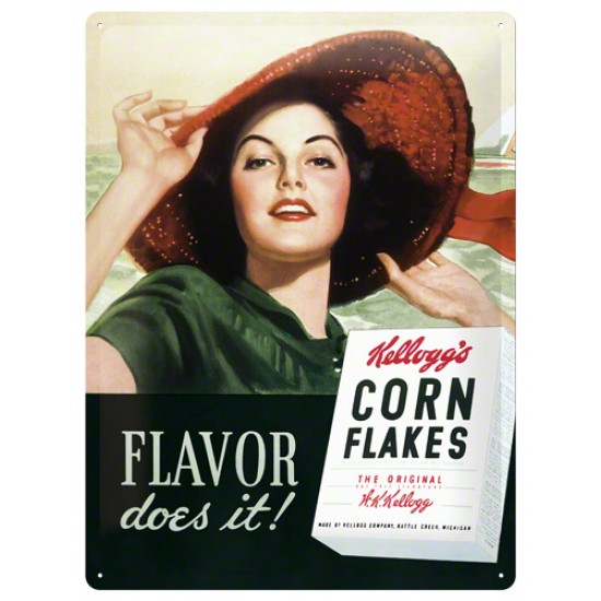 Placa metalica - Kellogg's - Flavor does it! - 30x40 cm