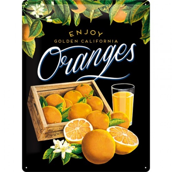 Placa metalica - Oranges - California black - 30x40 cm