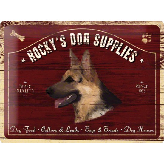 Placa metalica - Rocky`s Dog Supplies - 30x40 cm