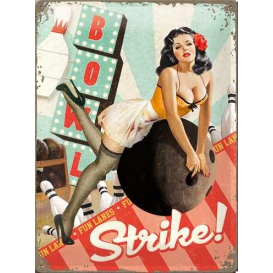 Placa metalica - Strike - Bowling - 30x40 cm