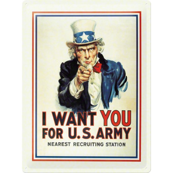 Placa metalica - I want you for US Army! - 30x40 cm