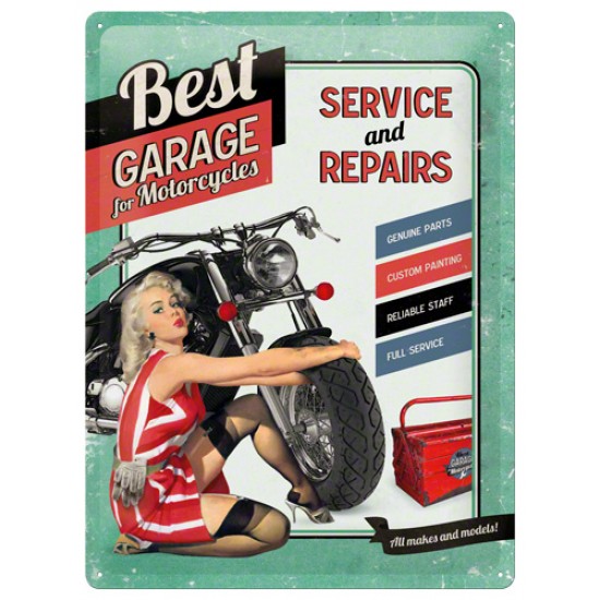 Placa metalica - Best Garage Green - 30x40 cm