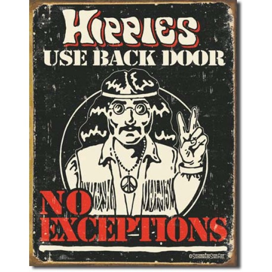 Placa metalica - Hippies use Back Door - 30x40 cm