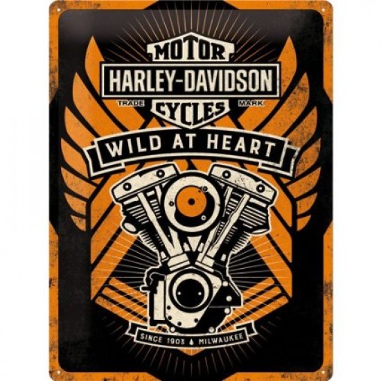 Placa metalica - Harley Davidson Wild at Heart - 30x40 cm