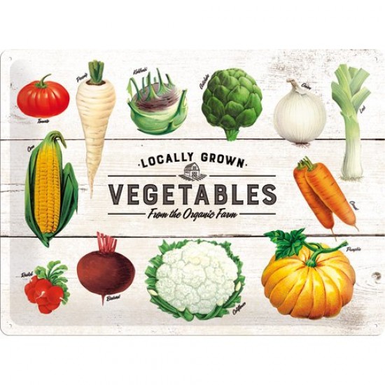 Placa metalica - Vegetables - Organic Farm - 30x40 cm