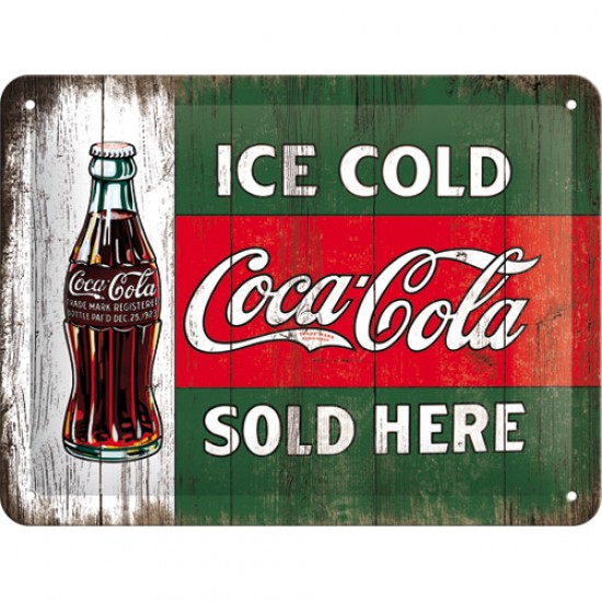 Placa metalica - Coca Cola - Ice Cold - 15x20 cm