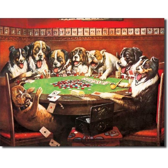 Placa metalica - 8 Druken Dogs - 30x40 cm