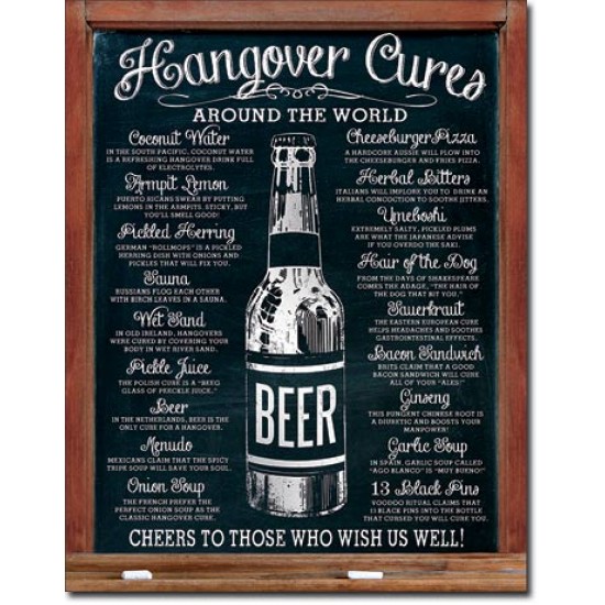 Placa metalica - Hangover Cures - 30x40 cm