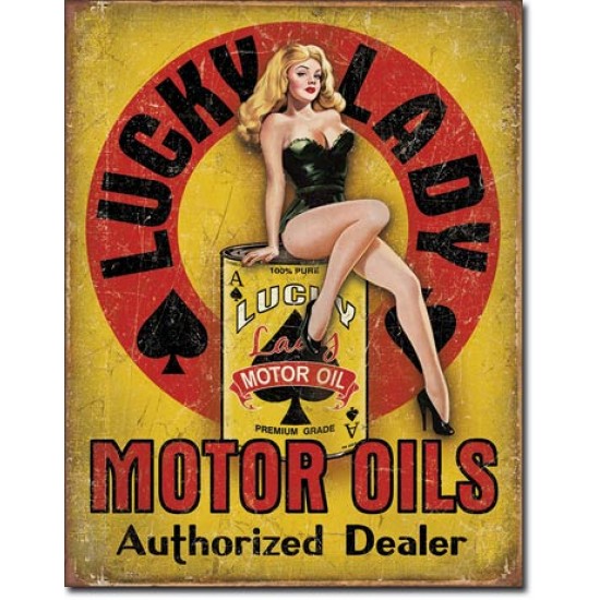 Placa metalica - Lucky Lady - Motor Oils - 30x40 cm