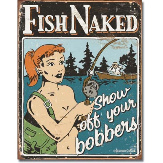 Placa metalica - Fish naked - Bobbers - 30x40 cm