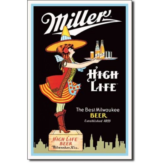 Placa metalica - Miller Beer - High Life - 30x40 cm