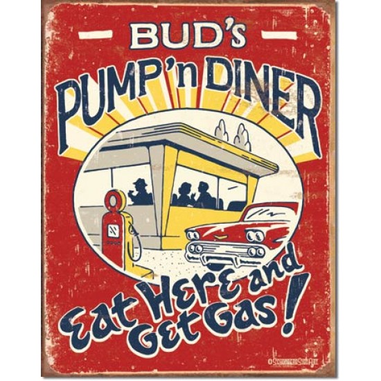 Placa metalica - Pump'n Diner - 30x40 cm