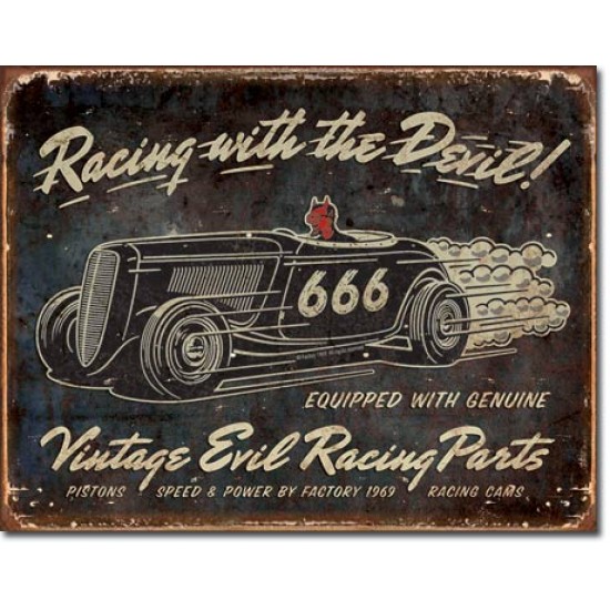 Placa metalica - Racing with the Devil - 30x40 cm