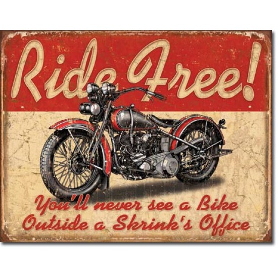 Placa metalica - Ride Free - 30x40 cm