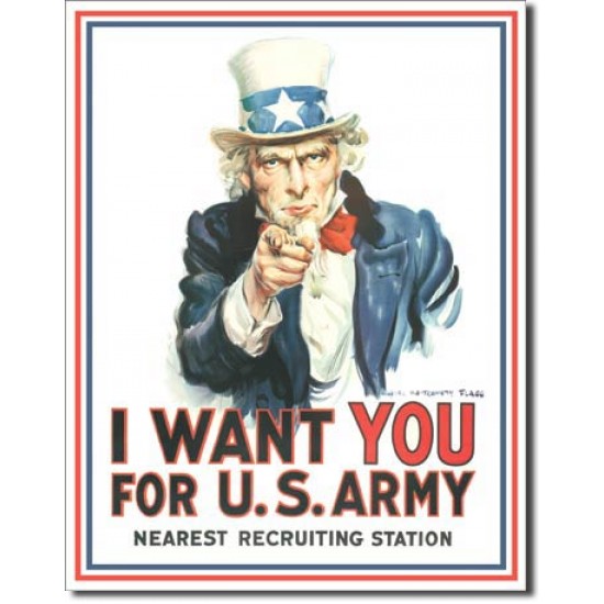 Placa metalica - Uncle Sam - US Army - 30x40 cm