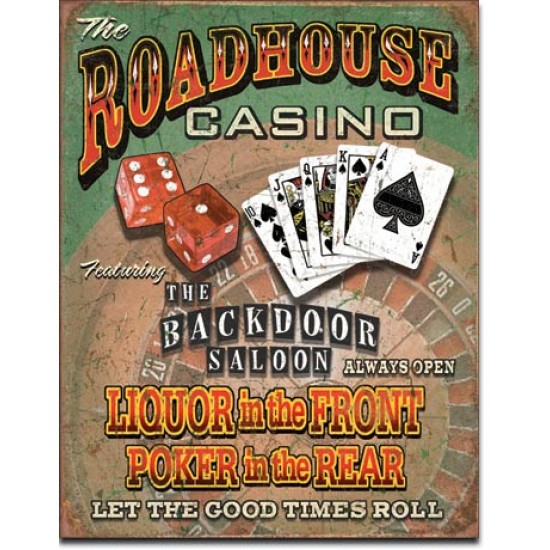 Placa metalica - Roadhouse Bar & Casino - 30x40 cm