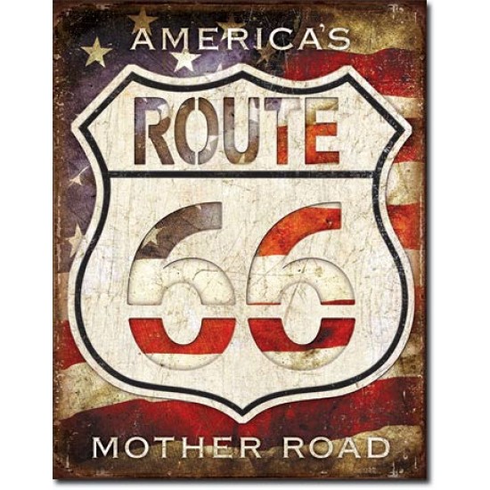 Placa metalica - Route 66 - America's Road  - 30x40 cm