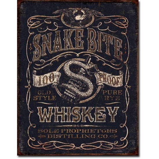 Placa metalica - Snake Bite Whiskey - 30x40 cm