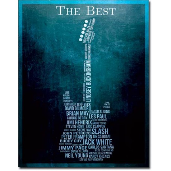 Placa metalica - The Best - Guitarists - 30x40 cm