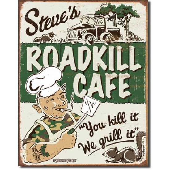 Placa metalica - Roadkill Cafe - 30x40 cm