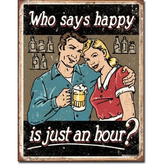 Placa metalica - Happy Hour - 30x40 cm