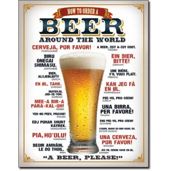 Placa metalica - How to Order a Beer - 30x40 cm