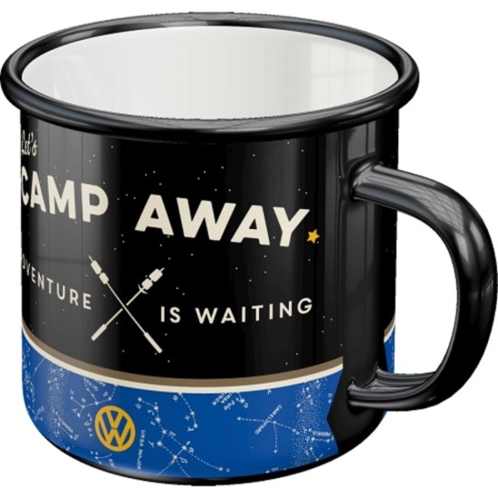 Cana metalica emailata VW Bulli Let s Camp Away Night