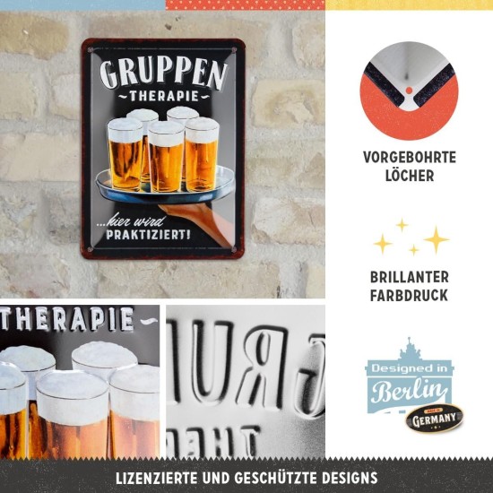 Placa metalica 15x20 Gruppentherapie Bier