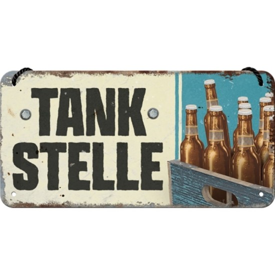 Placa metalica cu snur 10x20 Tankstelle Bier