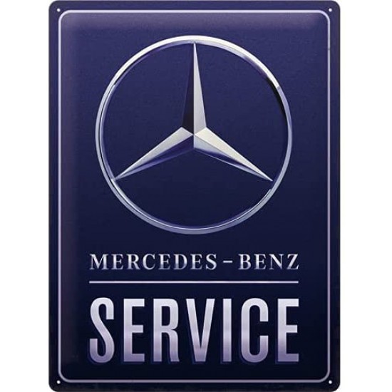 Placa metalica Mercedes Benz - Service Blue 30x40cm