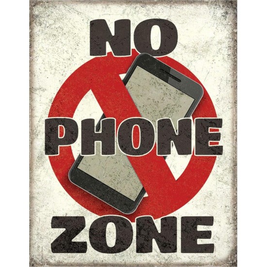 Placa metalica No Phone Zone 30x40 cm