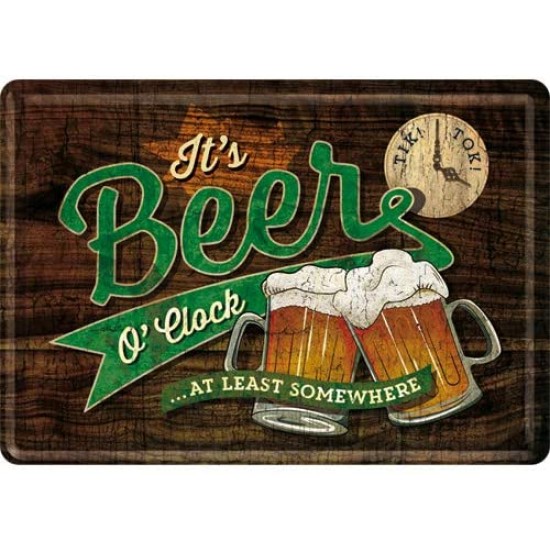 Placa metalica Beer O' Clock Glasses 10x14cm