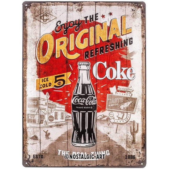 Placa metalica Coca-Cola - Original Coke Highway 66 30x40cm