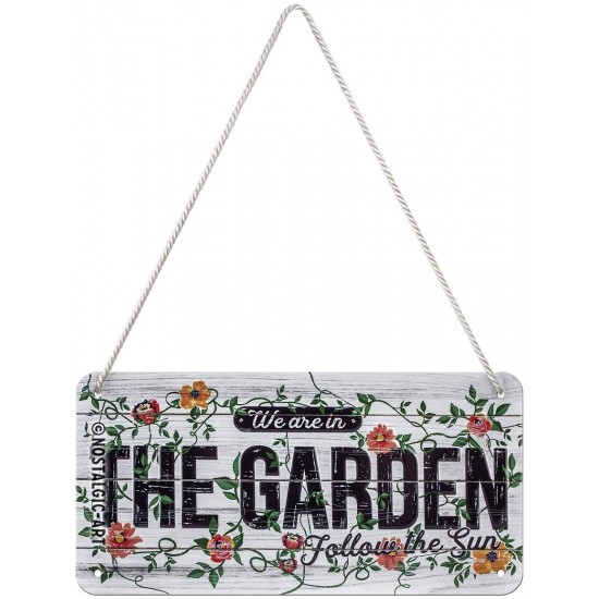 Placa metalica cu snur We Are In The Garden 10x20cm