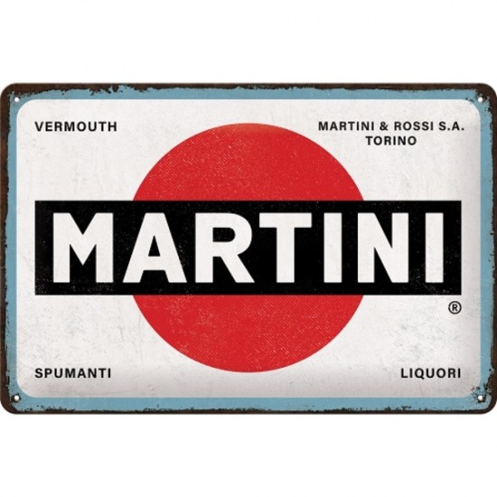 Placa metalica Martini - Logo White 20x30cm