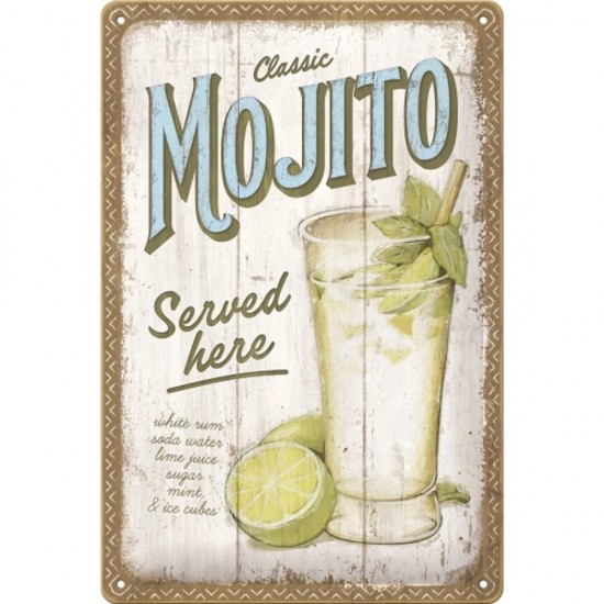 Placa metalica Mojito Served Here 20x30cm