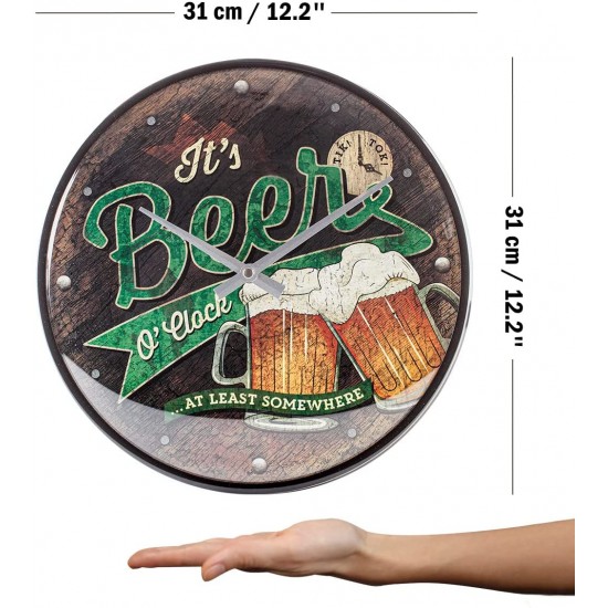 Ceas de perete "Beer O' Clock Glasses" - Ø31 cm