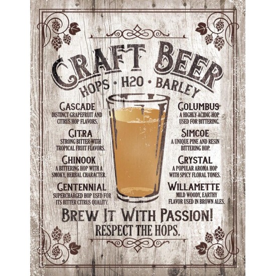 Tablou metalic Craft Beer - Brew It - Passion 30x40cm