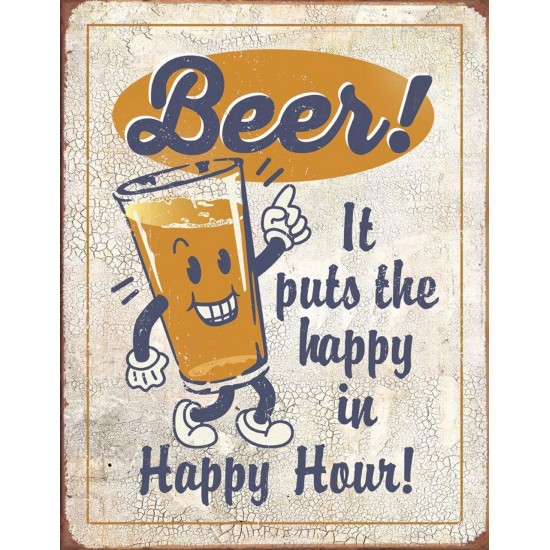 Tablouri metalice Happy Hour - Beer 30x40cm